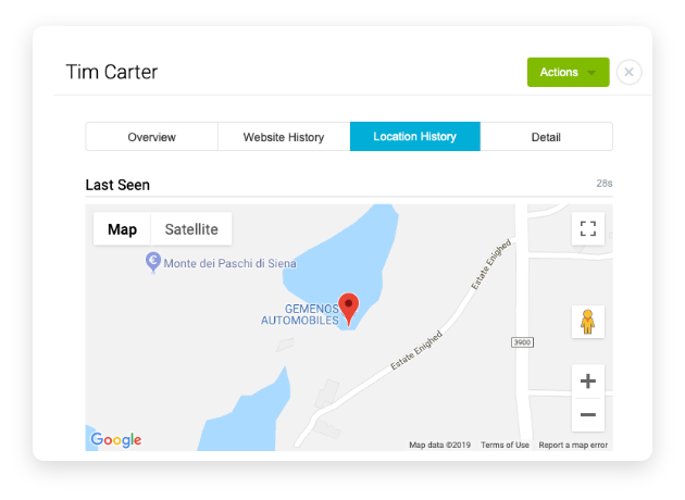 Pinpoint device location app screenshot