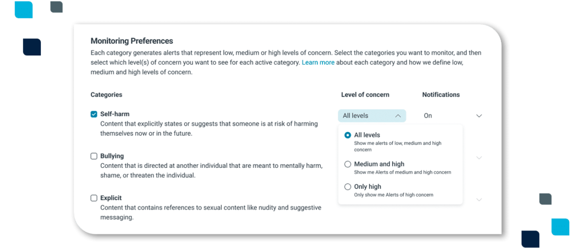 Lightspeed Alert monitoring preferences