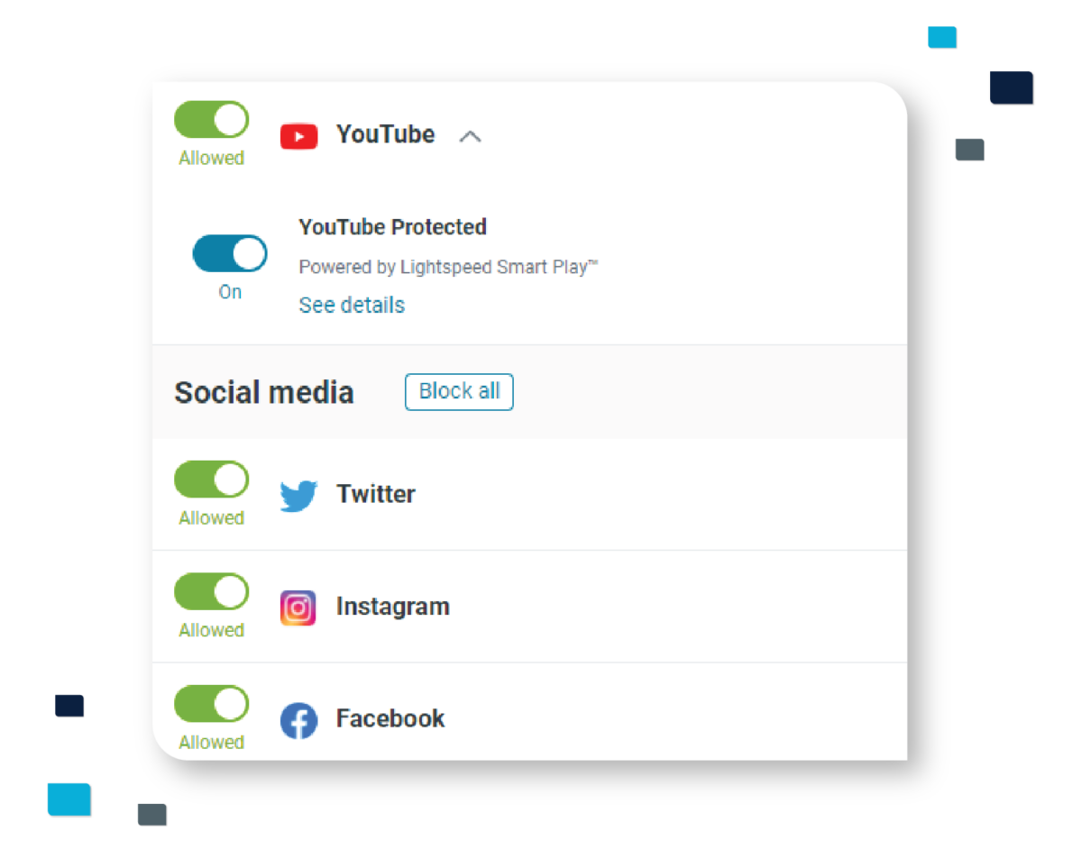 Social Media controls screenshot